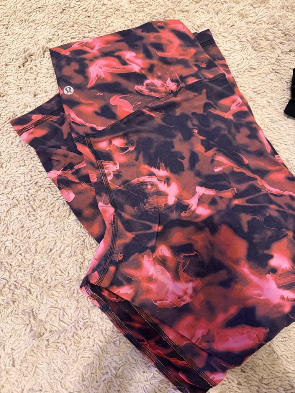 lululemon athletica Black & Pink Abstract Print Leggings